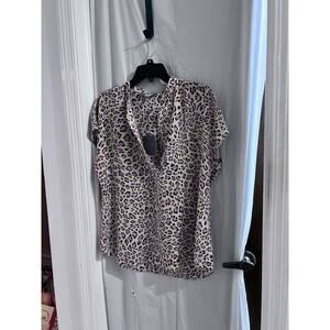 Marled NWT Pink Leopard Print Pop Over Top Sz L